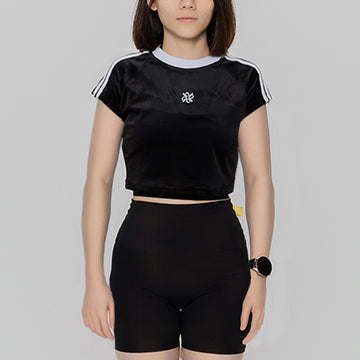Rexagon Velvet Logo - Crop Top - Black - REXAGON