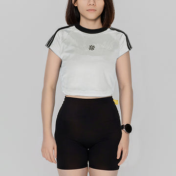 Rexagon Velvet Logo - Crop Top - White - REXAGON