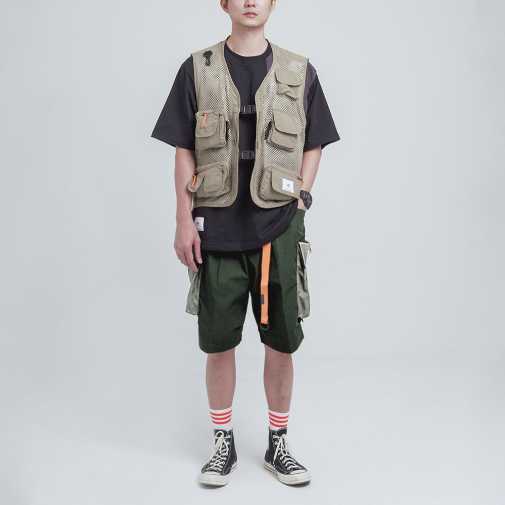 MIL UTILITY TWO TONE CARGO SHORTS. OLIVE GREEN 01