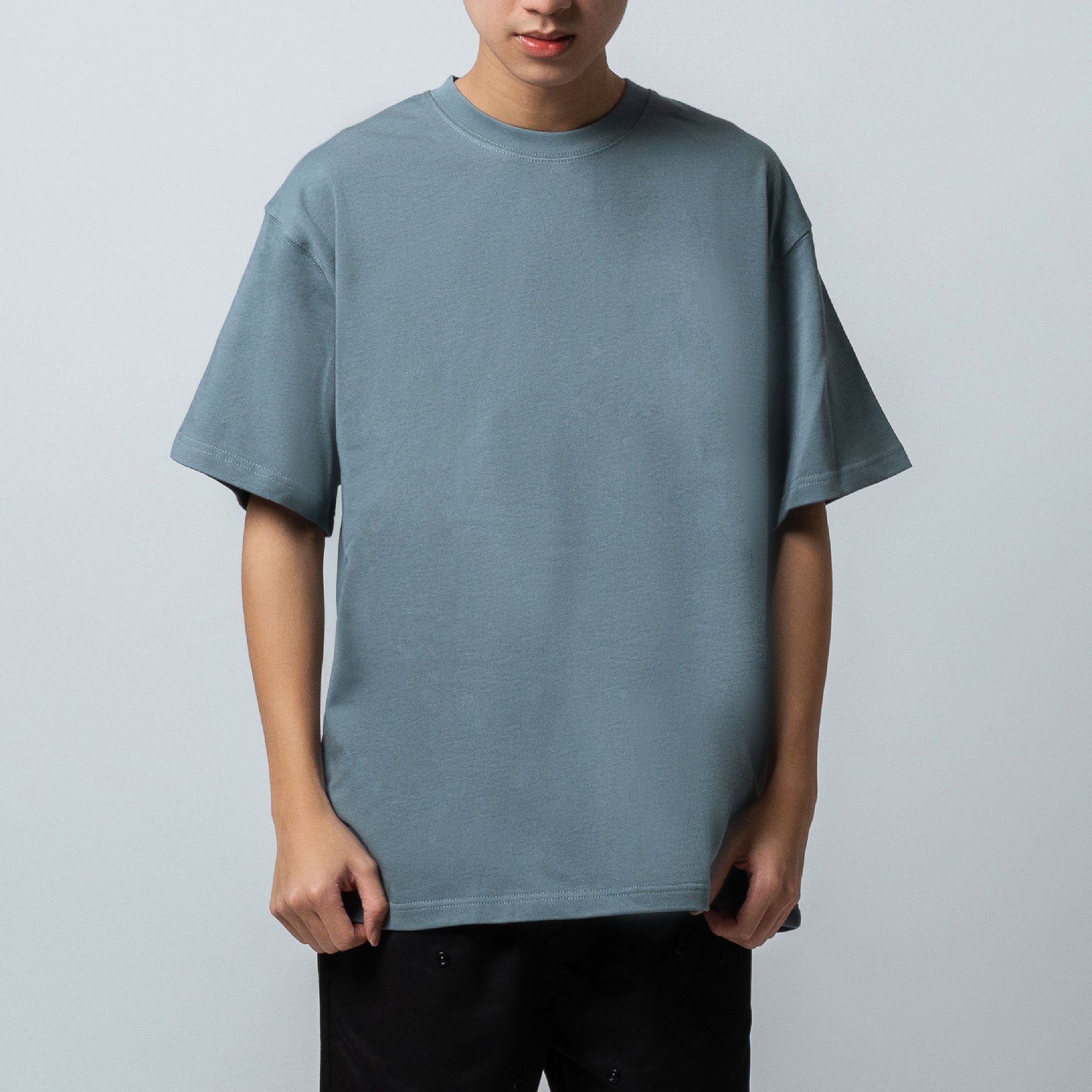 BLANK ESSENTIAL TEE (STONE BLUE) - Heavyweight Oversized (280GSM) - REXAGON