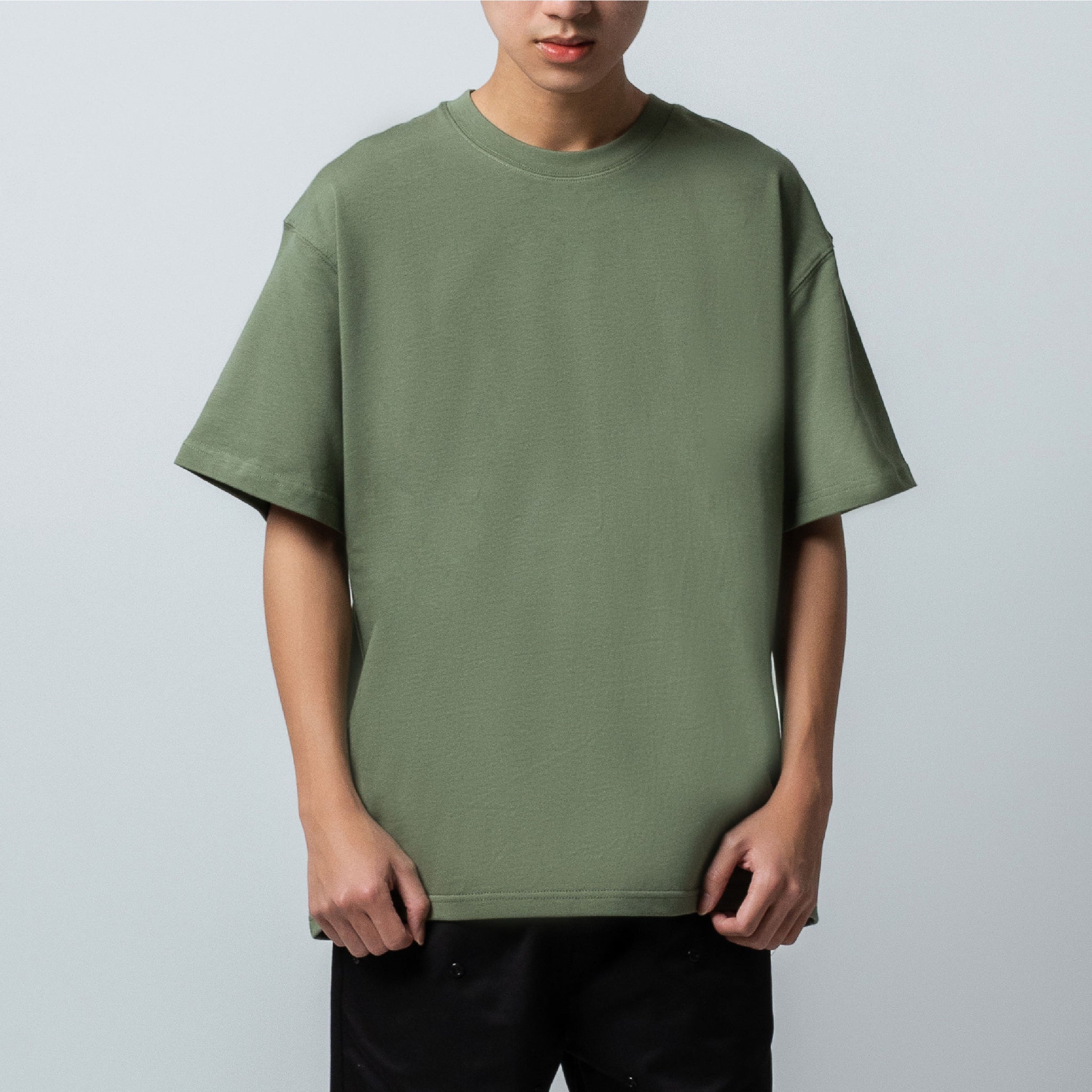 BLANK ESSENTIAL TEE (MOSS GREEN) - Heavyweight Oversized (280GSM) - REXAGON