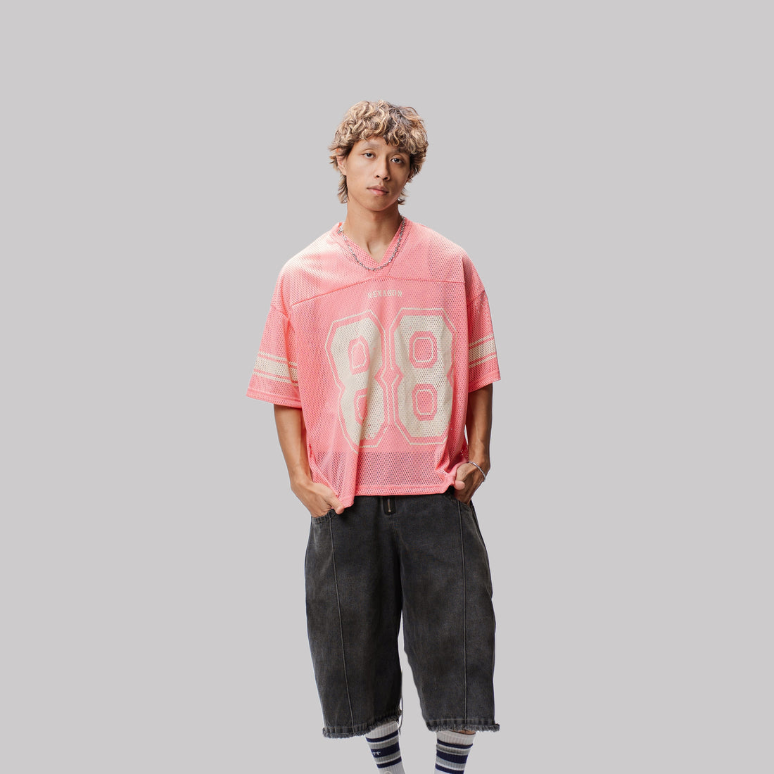 Mesh Baseball Jersey - Pastel Pink