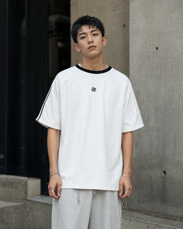 Rexagon Velvet Oversized Tee - White