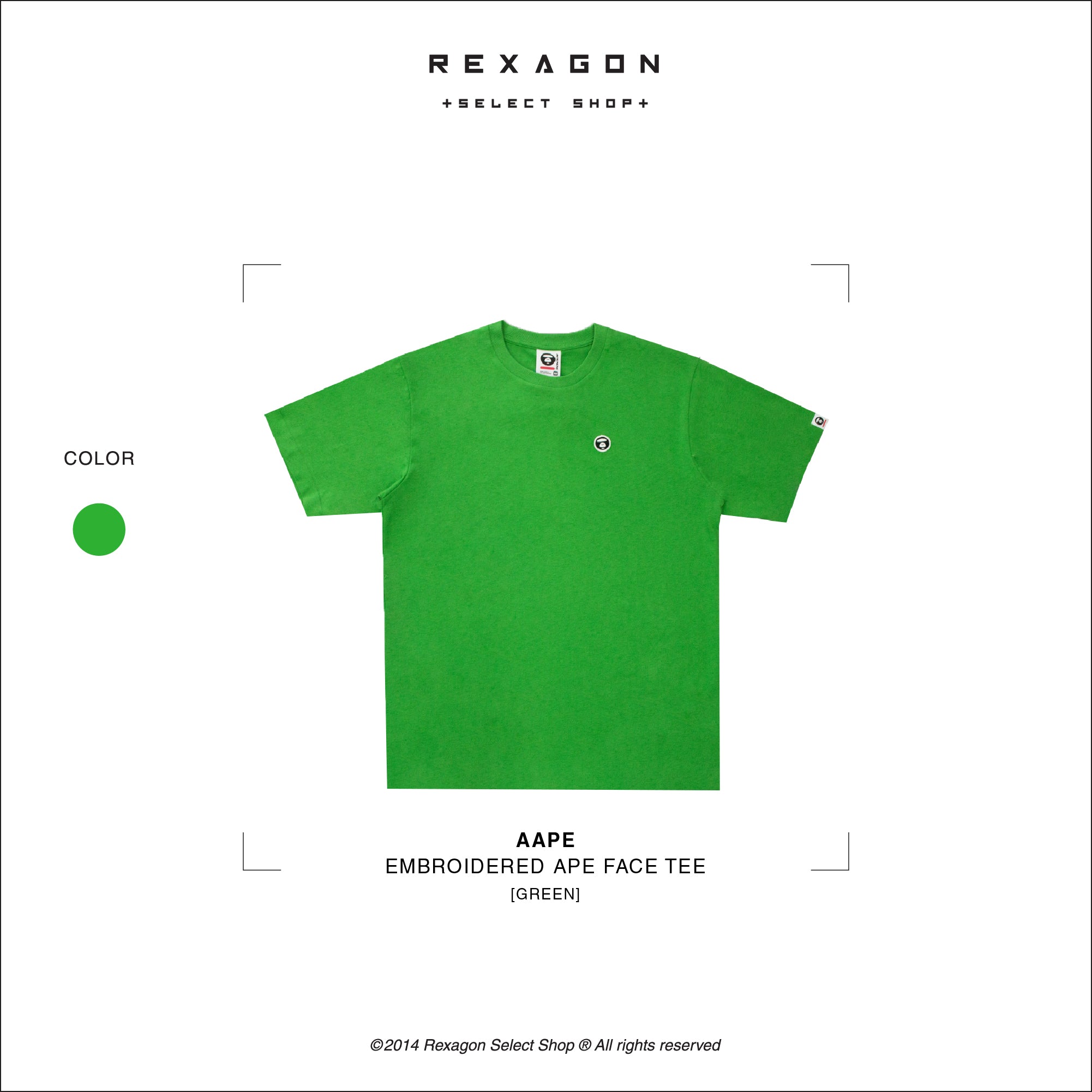 AAPE EMBROIDERED APE FACE TEE [GREEN]